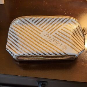 Shiseido Gold and White Patterned Makeup Or Cosmetic Bag, NWT
